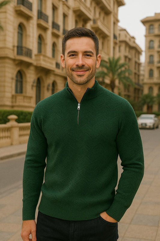 zipper basic sweater