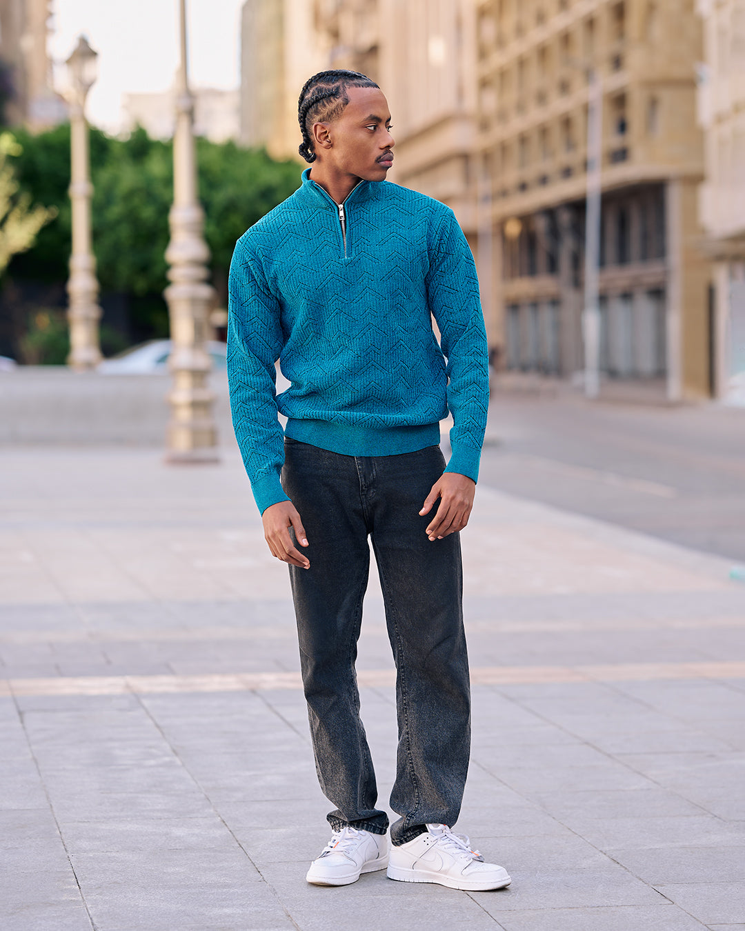 Zipper basic sweater