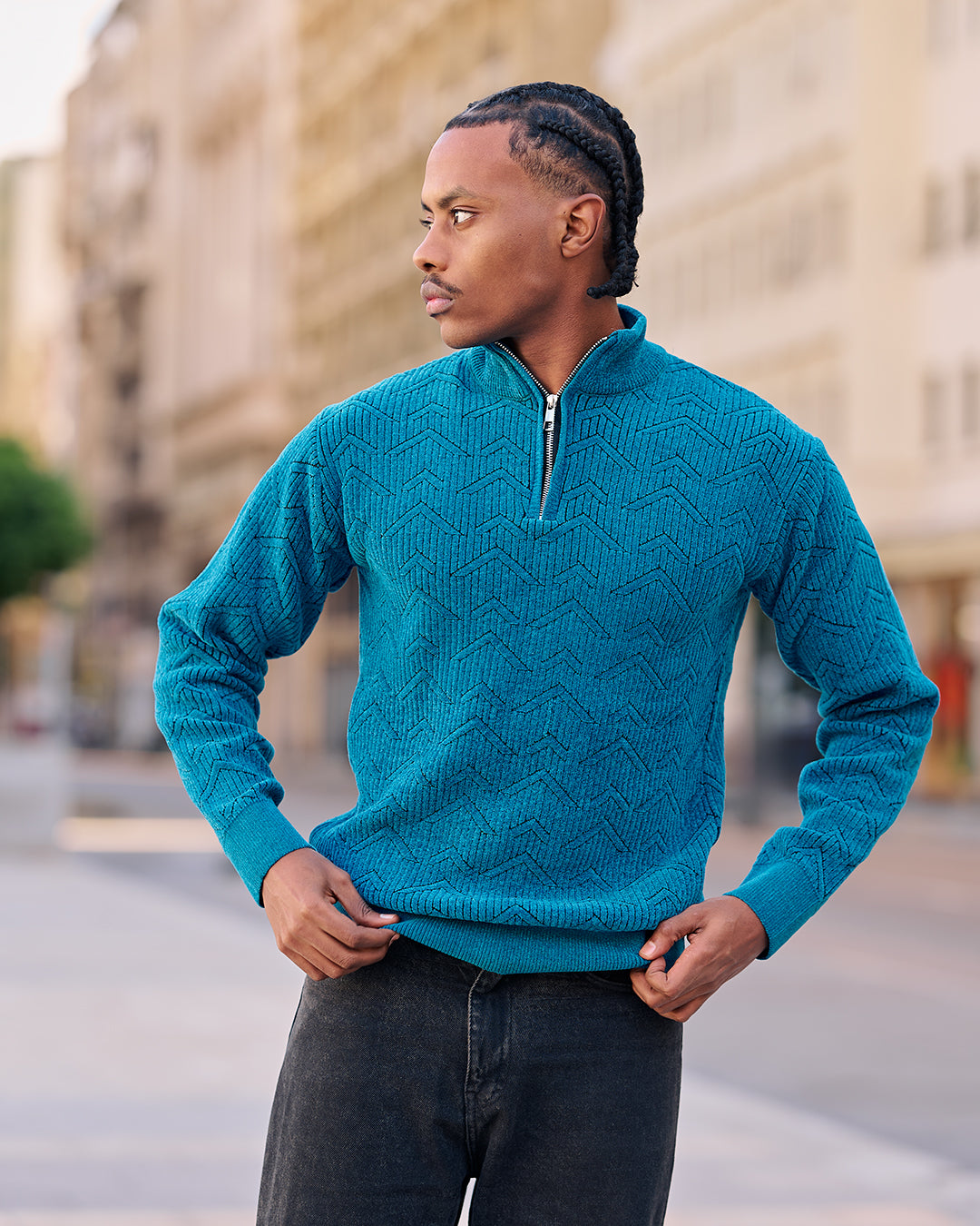 Zipper basic sweater