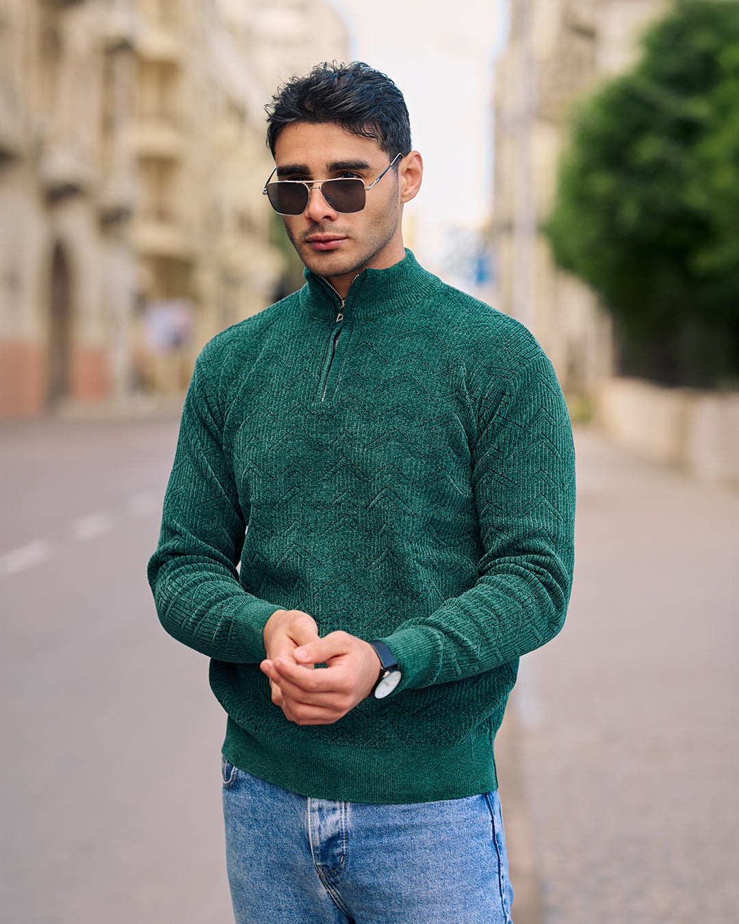 Zipper basic sweater